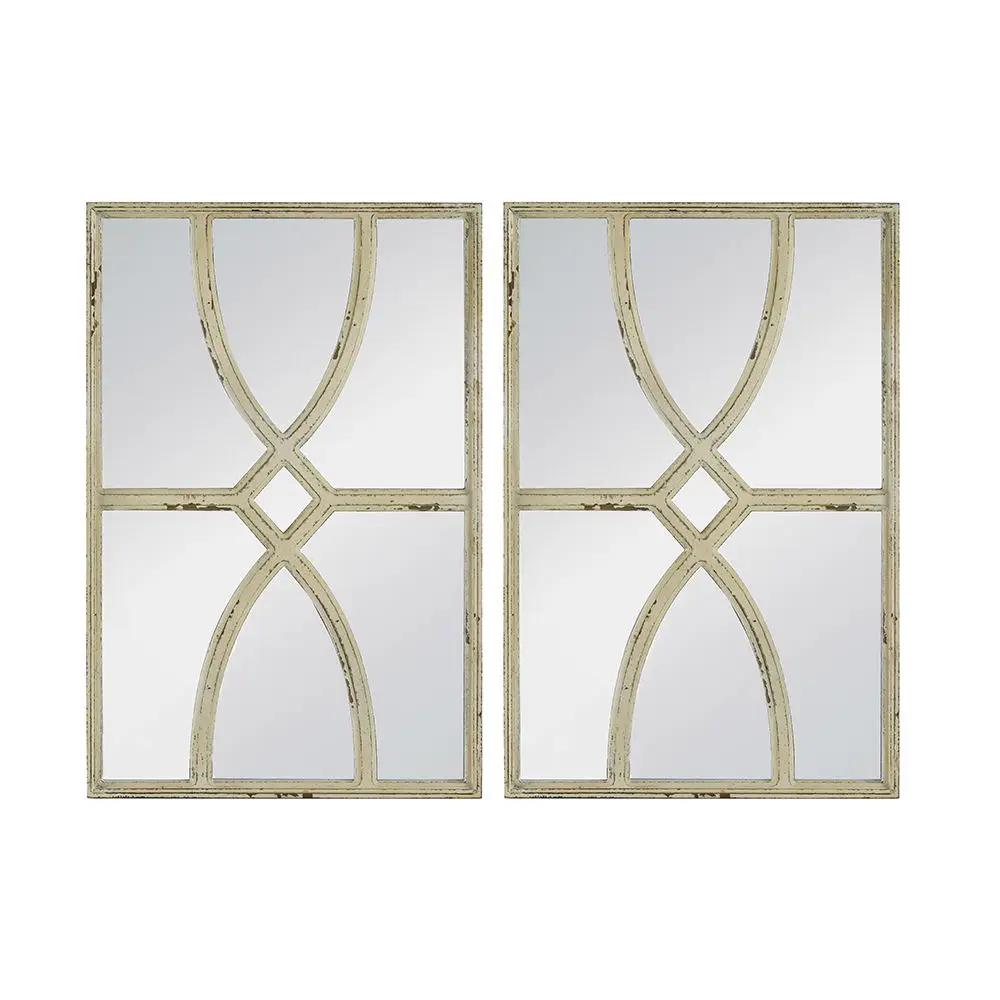 Rectangular wooden wall mirror set of 2 with antique cream frame on Tampa Home & Garden Store