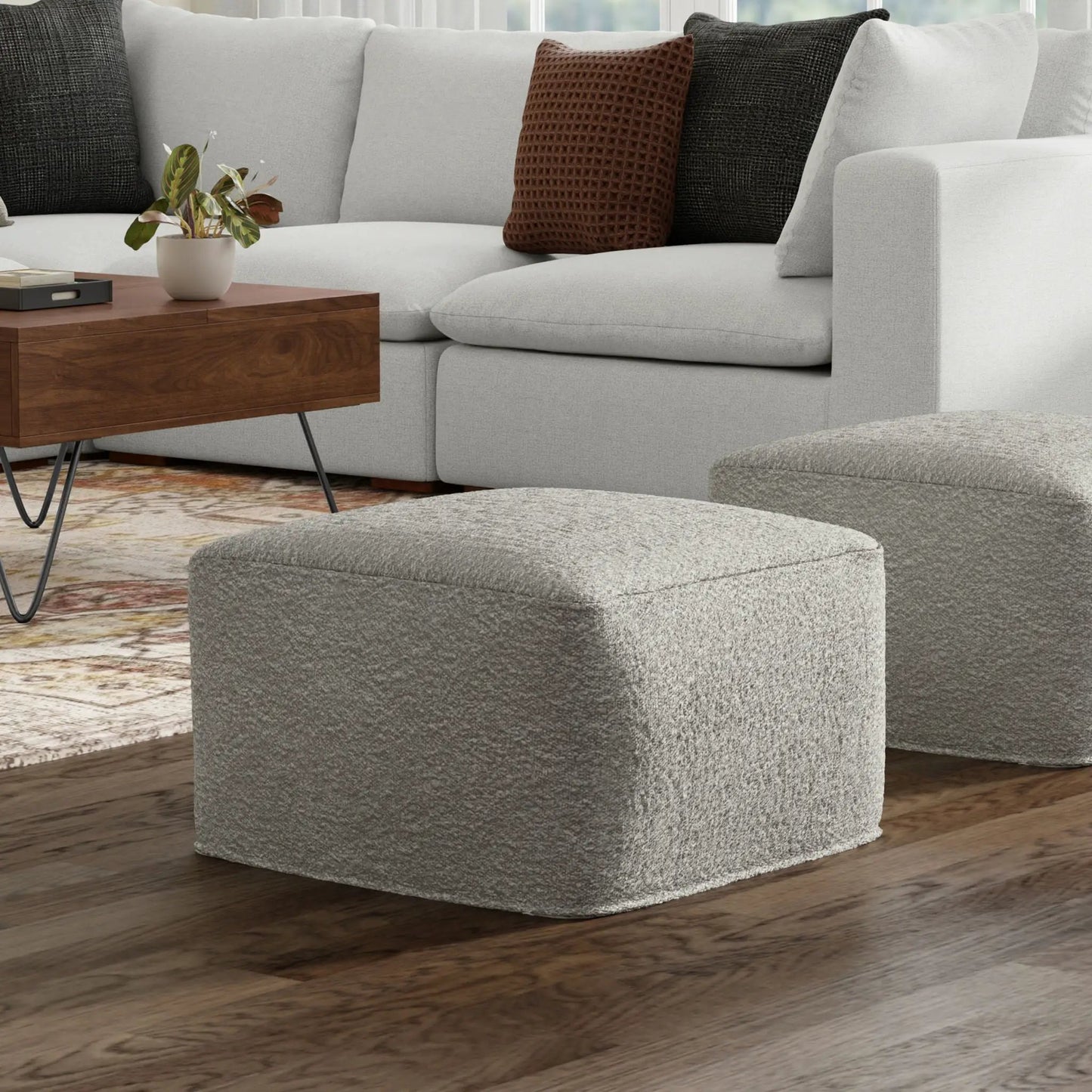 Chantal Square Pouf Soft Textured Comfort