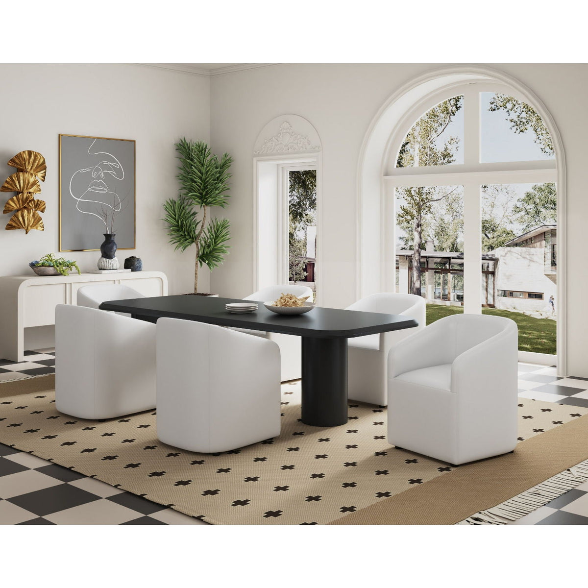 Anna and Modern Round Vegan Dining Armchair