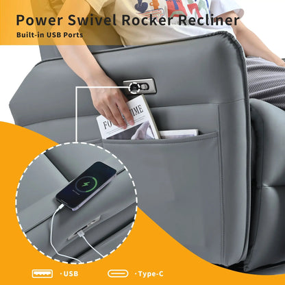 270 Degree Power Swivel Rocker Recliner With USB