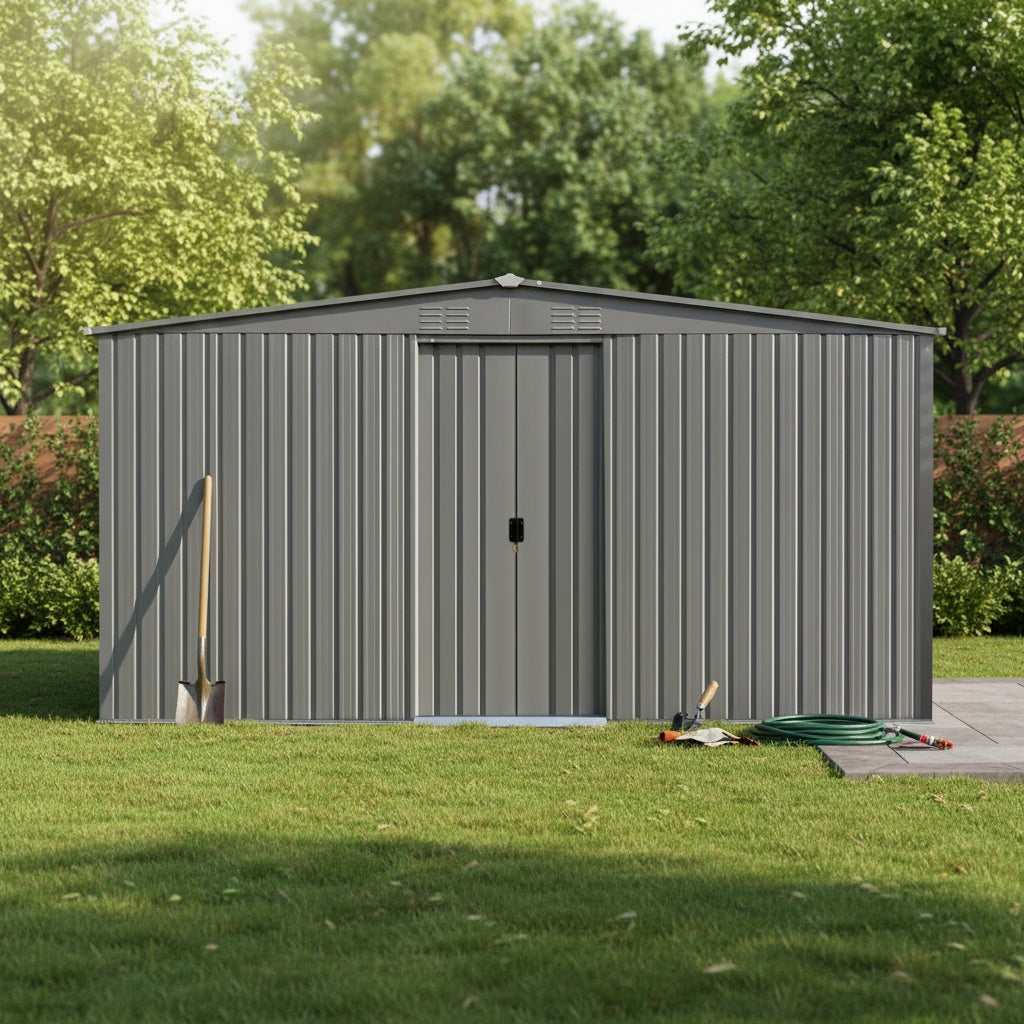 13x11 Outdoor Metal Storage Shed and Roof