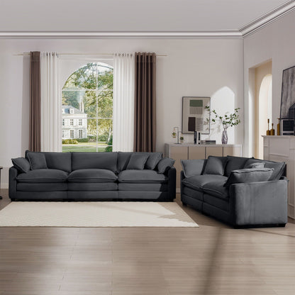 HouseOfZazla three-piece oversized sectional sofa in dark charcoal fabric with deep seats on Tampa Home & Garden Store