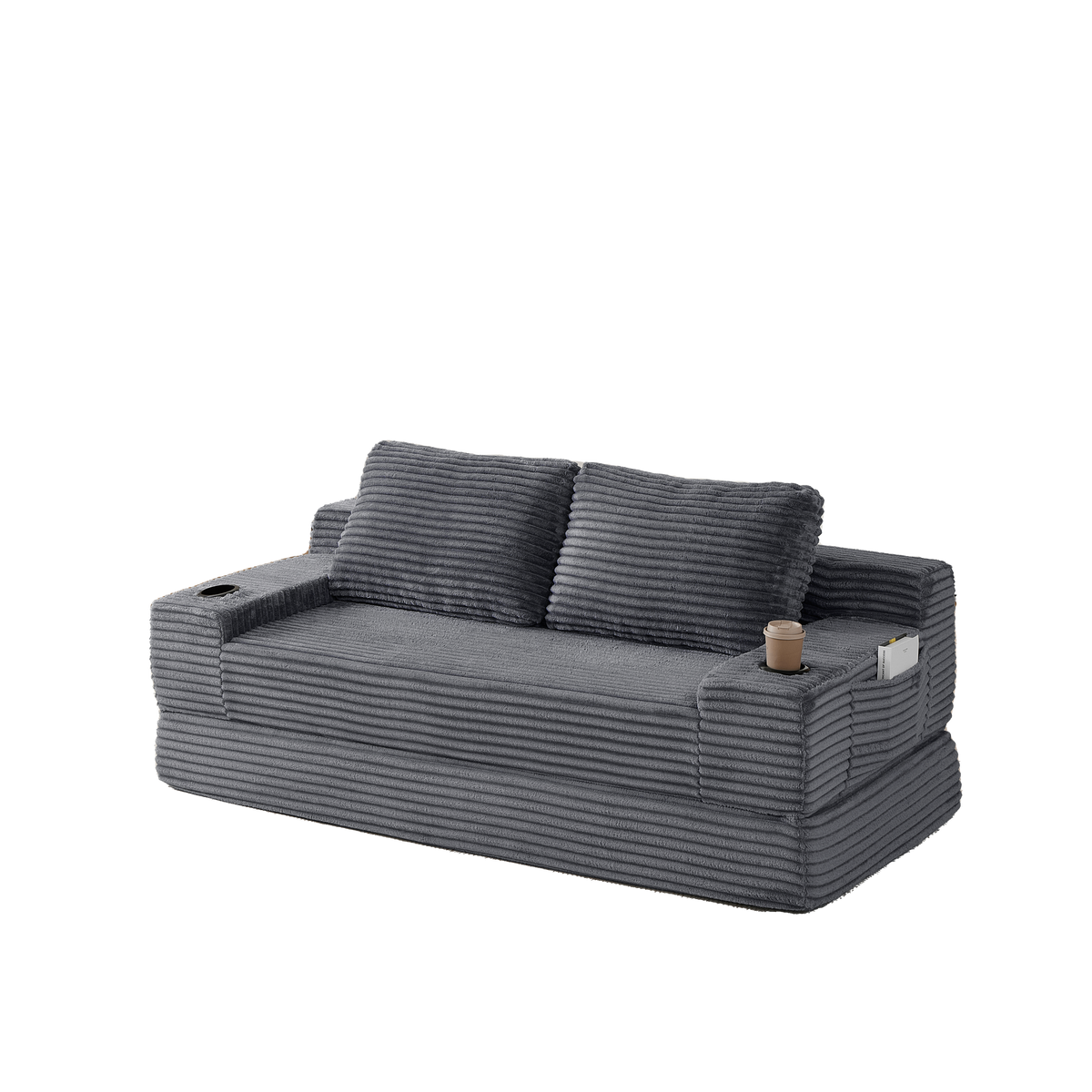 Soft Corduroy Convertible Sofa and Bed Set