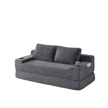 Soft Corduroy Convertible Sofa and Bed Set