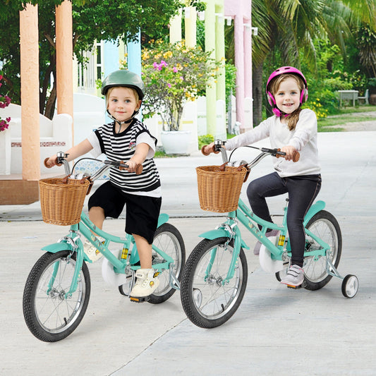 16 Inch Kids Bike Bicycle with Training Wheels and 2 Brake System Ages 4-7 Years Old-16 inches - Tampa Home & Garden Store