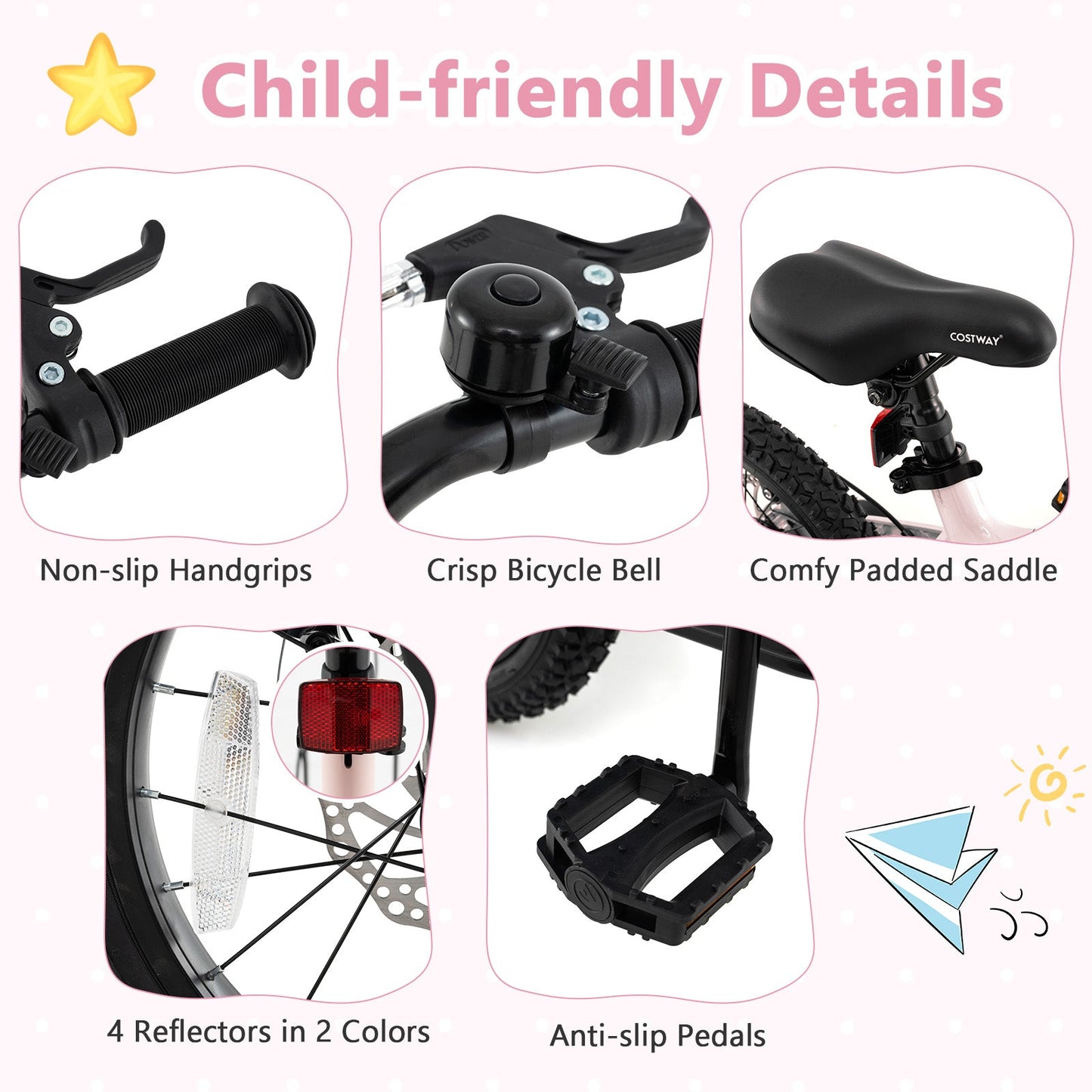 16 Inch Kids Bike Lightweight with Detachable Training Wheels for Aged 4 to 7-16 inches