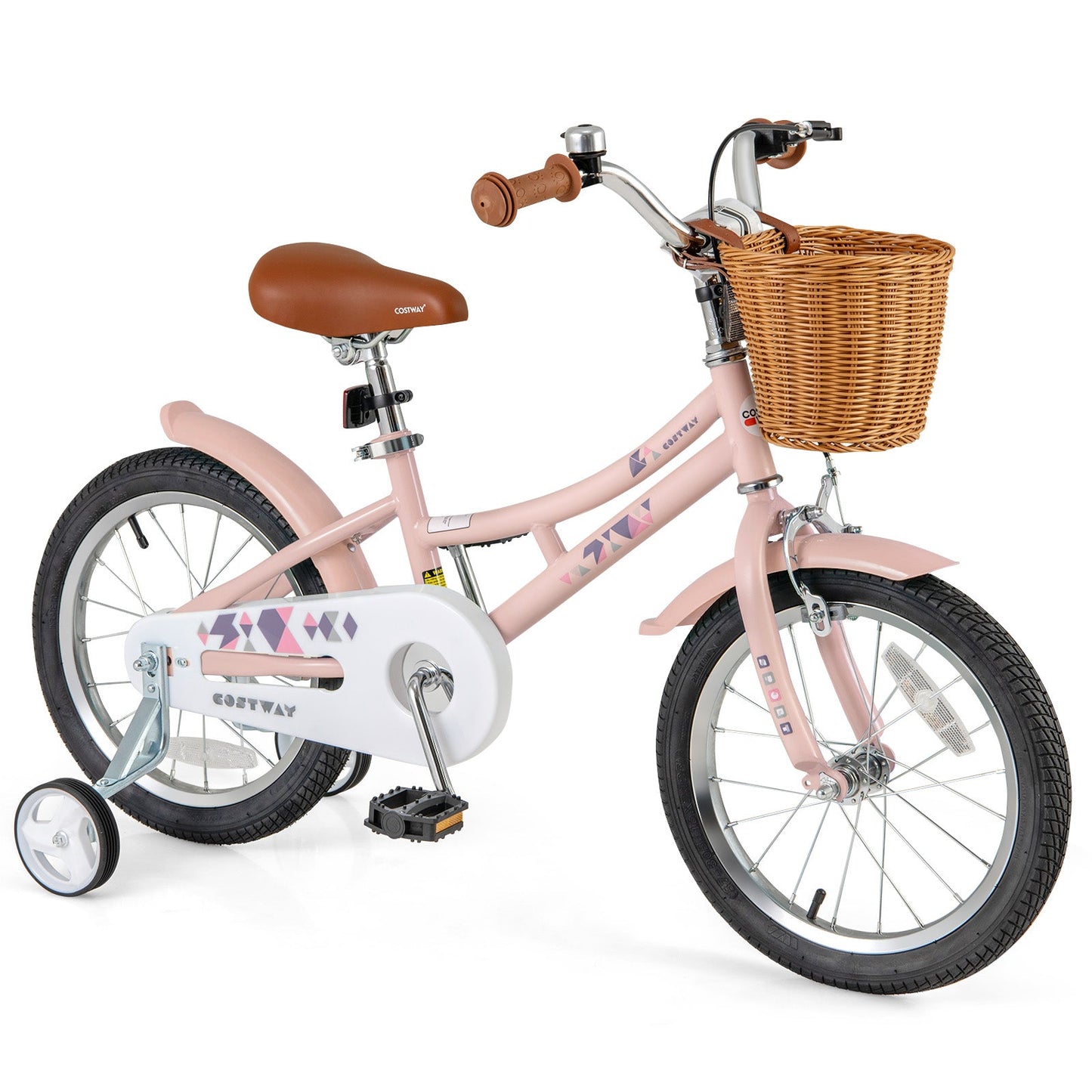 14 Inch Kids Bike Retro Bicycle with Adjustable Height and Basket for Ages 3-5 Years Old-