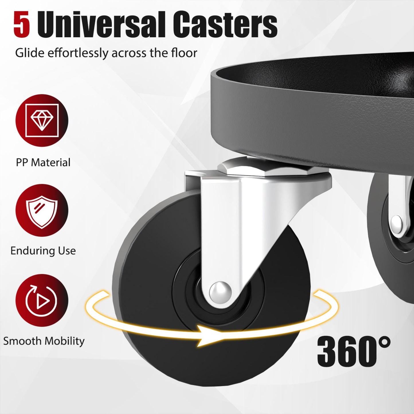Adjustable Rolling Mechanic Stool with Tool Trays by DirectDeals, gray frame, black wheels on Tampa Home & Garden Store