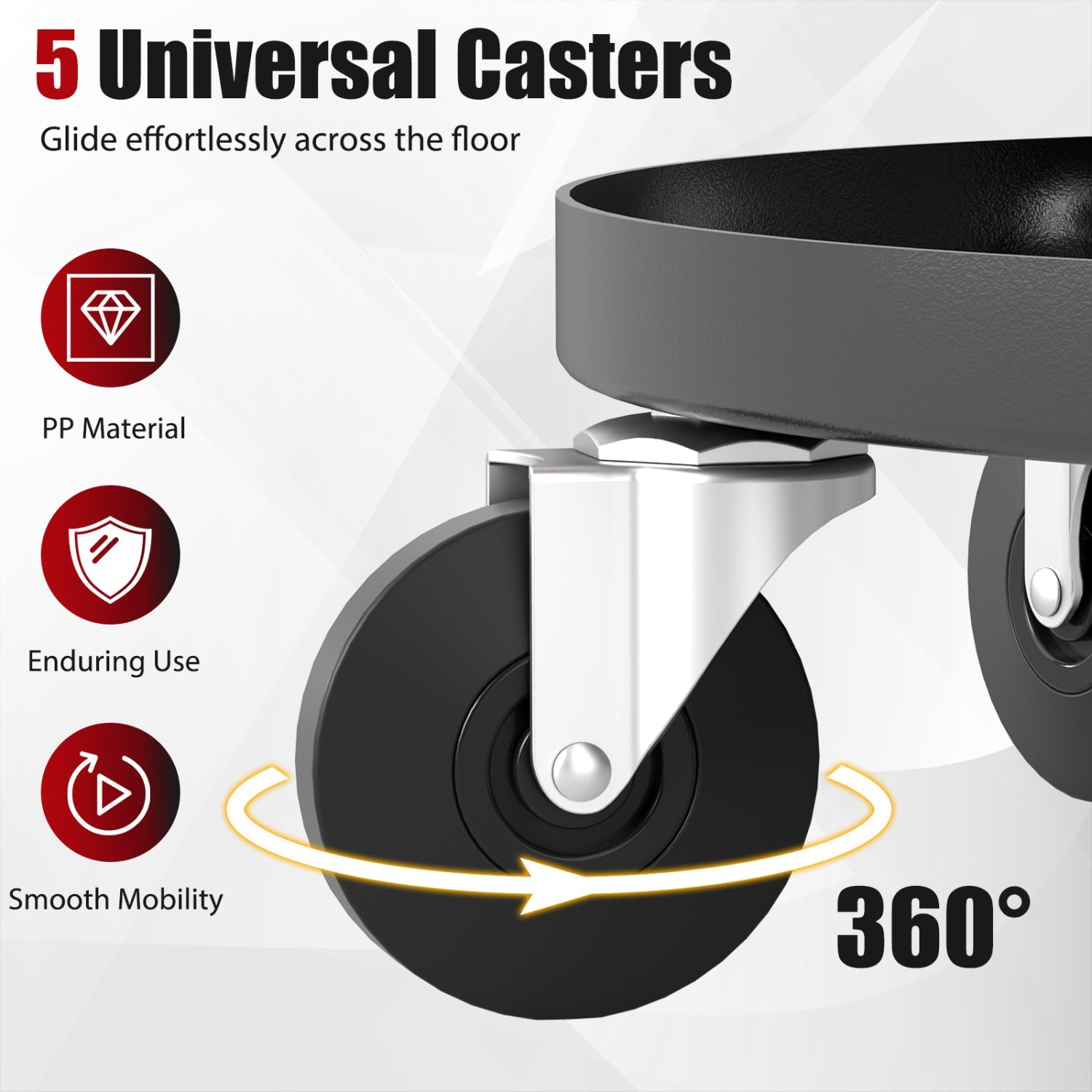 Adjustable Rolling Mechanic Stool with Tool Trays by DirectDeals, gray frame, black wheels on Tampa Home & Garden Store