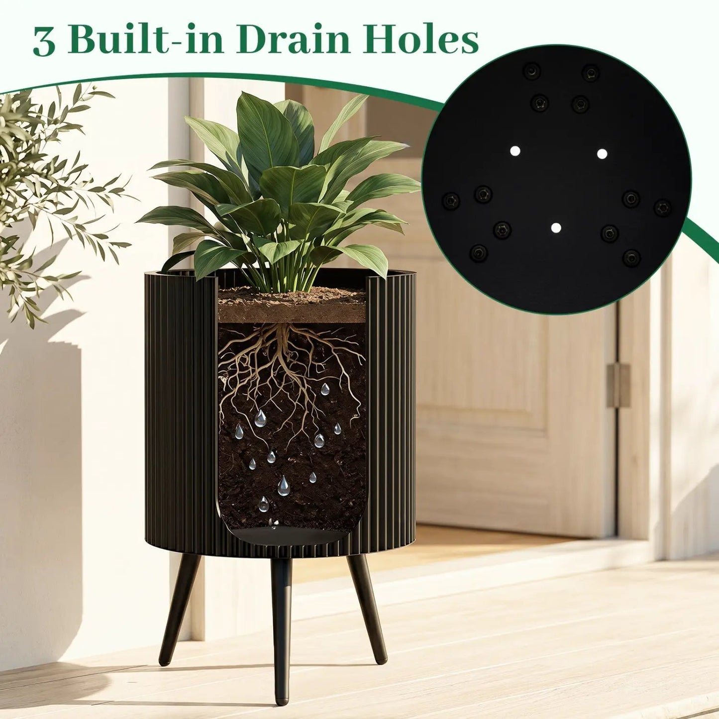 20-Inch Raised Metal Planter With Stand Legs