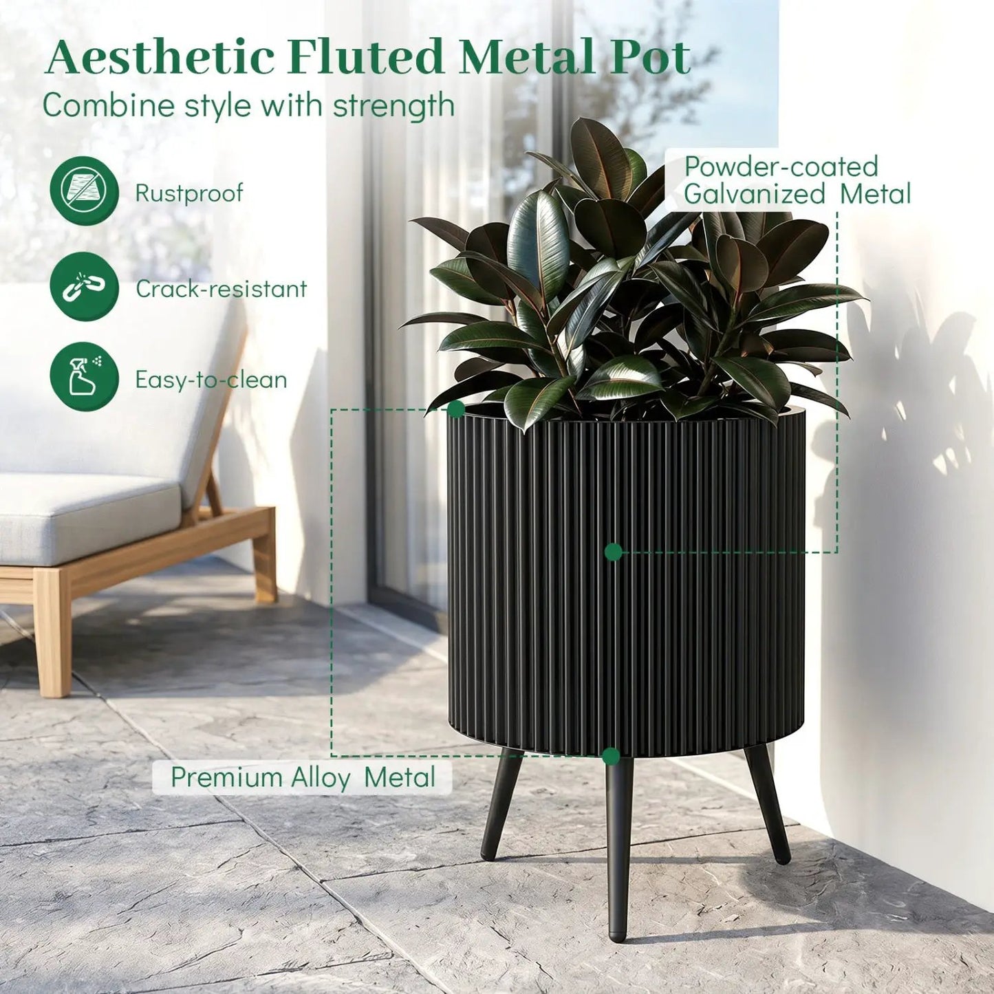 20-Inch Raised Metal Planter With Stand Legs