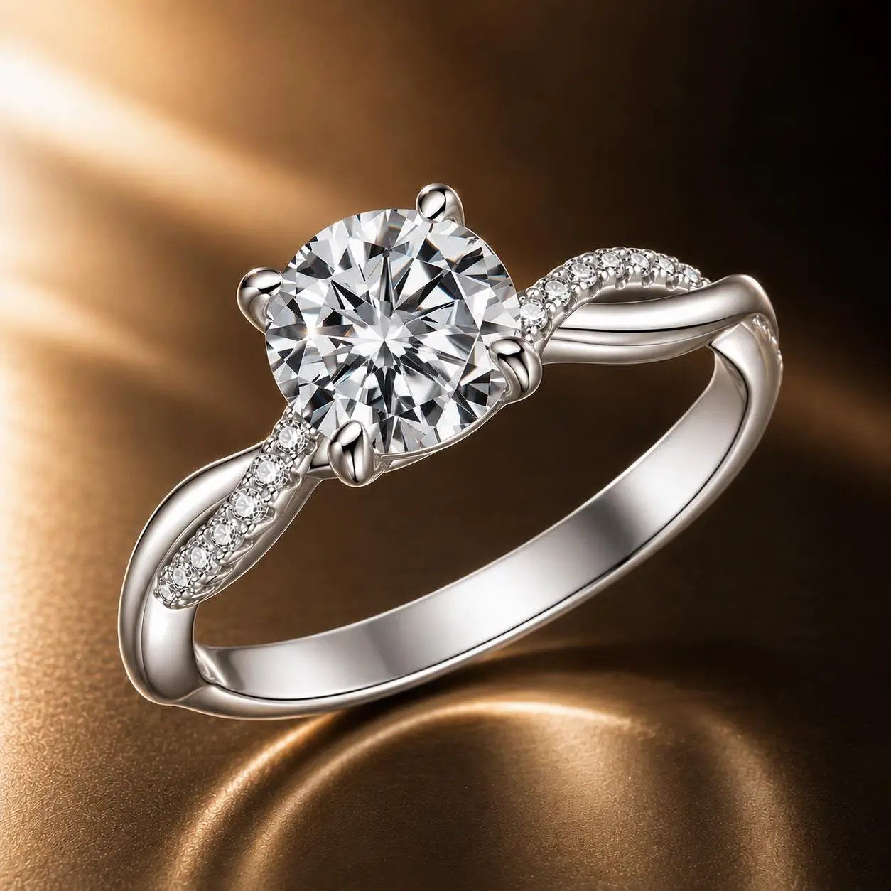 Sterling silver moissanite ring by Bids.com with a 0.65ct stone and pavé band, size 6 for women on Tampa Home & Garden Store