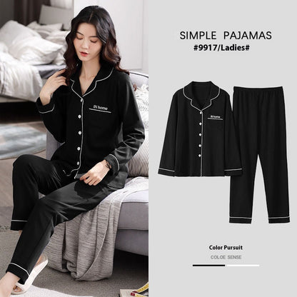 Stevvex women's cotton pajama set black with piping, sleeves, button-down top and pants on Tampa Home & Garden Store