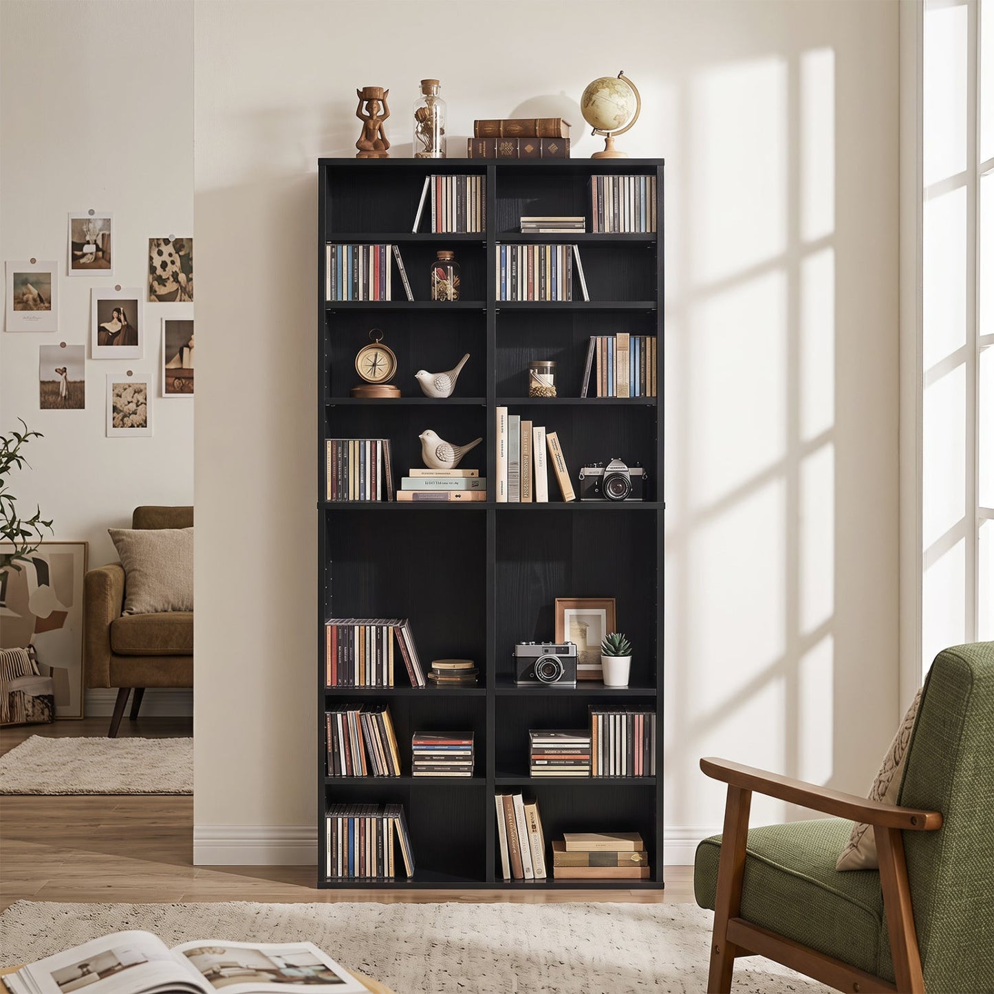 CD storage unit by DirectDeals with 16 compartments and adjustable shelves, black finish on Tampa Home & Garden Store