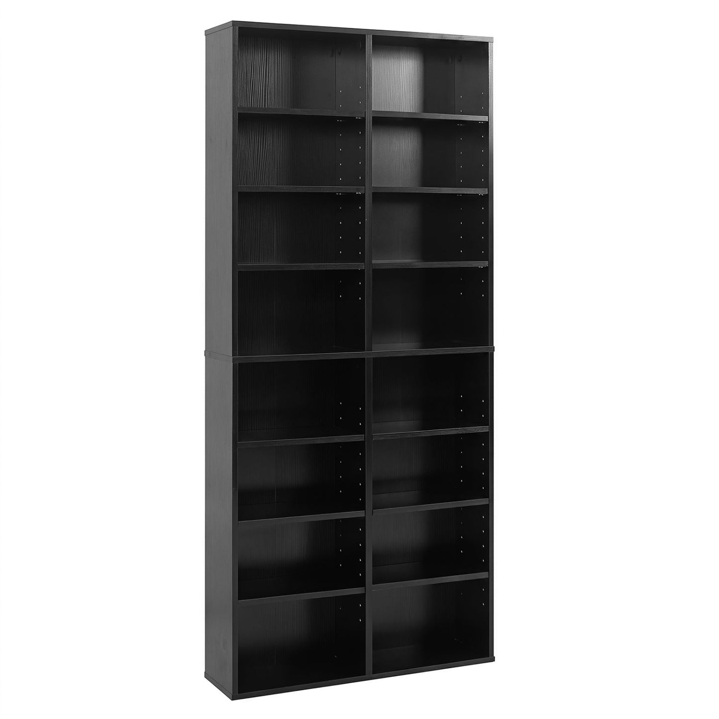 16-compartment CD storage bookcase DirectDeals, 54in with adjustable shelves, black finish on Tampa Home & Garden Store