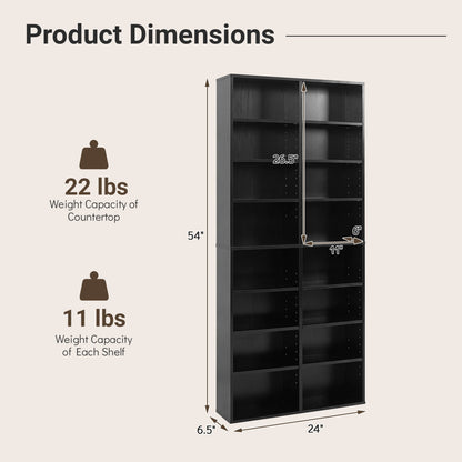 DirectDeals 16-compartment CD storage unit bookcase with adjustable shelves in black on Tampa Home & Garden Store