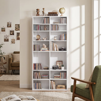 16-compartment CD storage unit by DirectDeals, white with adjustable shelves, 54in bookcase on Tampa Home & Garden Store