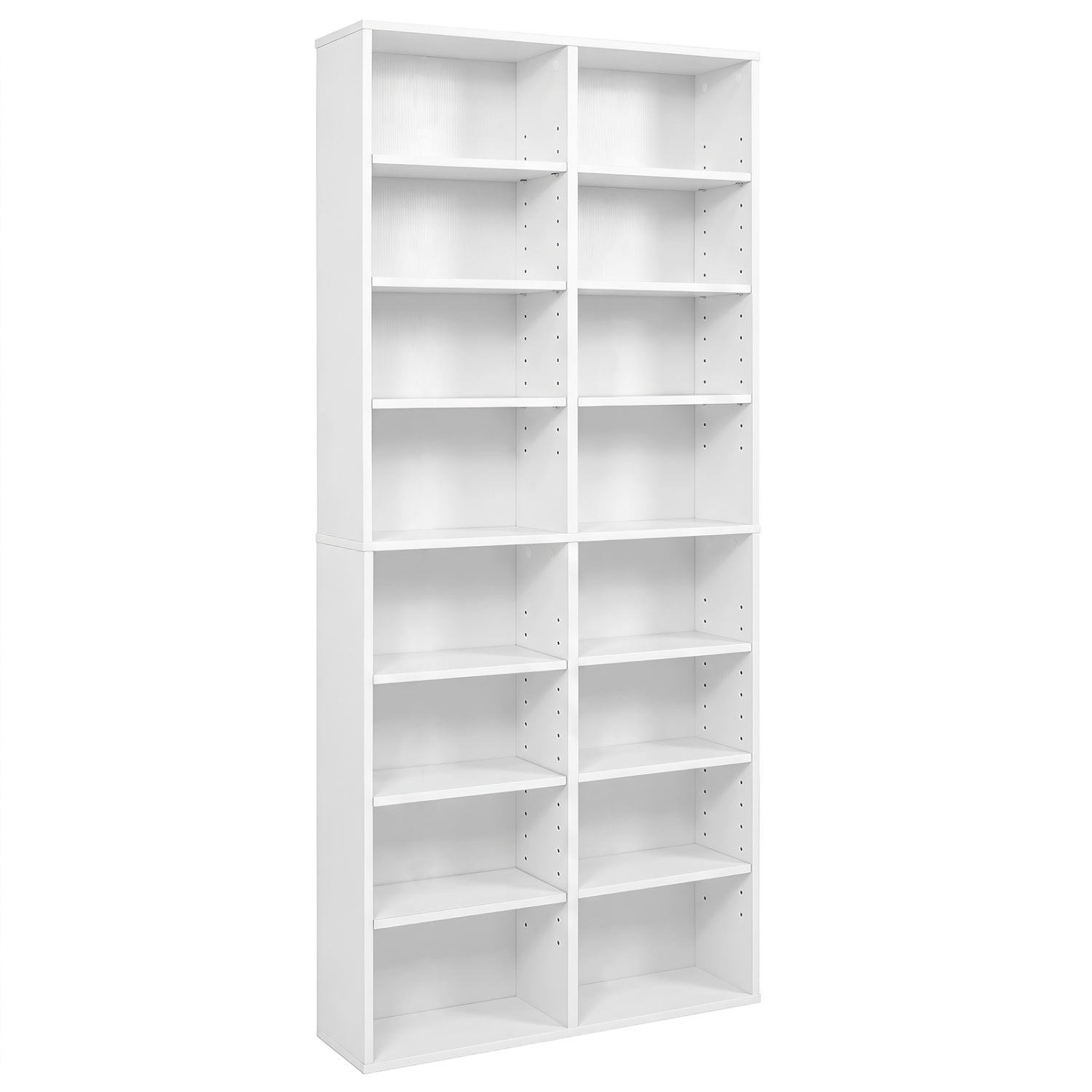 Bookcase DirectDeals, white 16-compartment CD storage with adjustable shelves, 54 in tall on Tampa Home & Garden Store