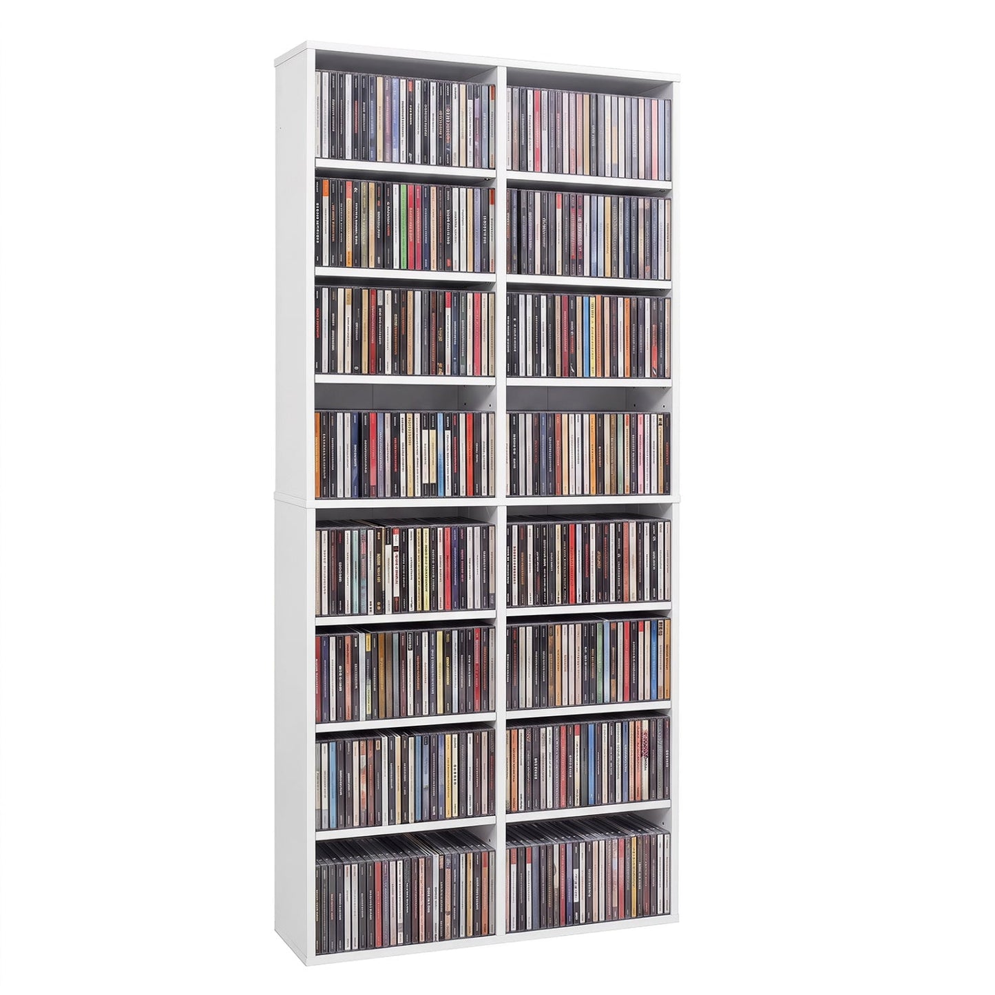 16-compartment CD storage unit white bookcase with adjustable shelves DirectDeals on Tampa Home & Garden Store