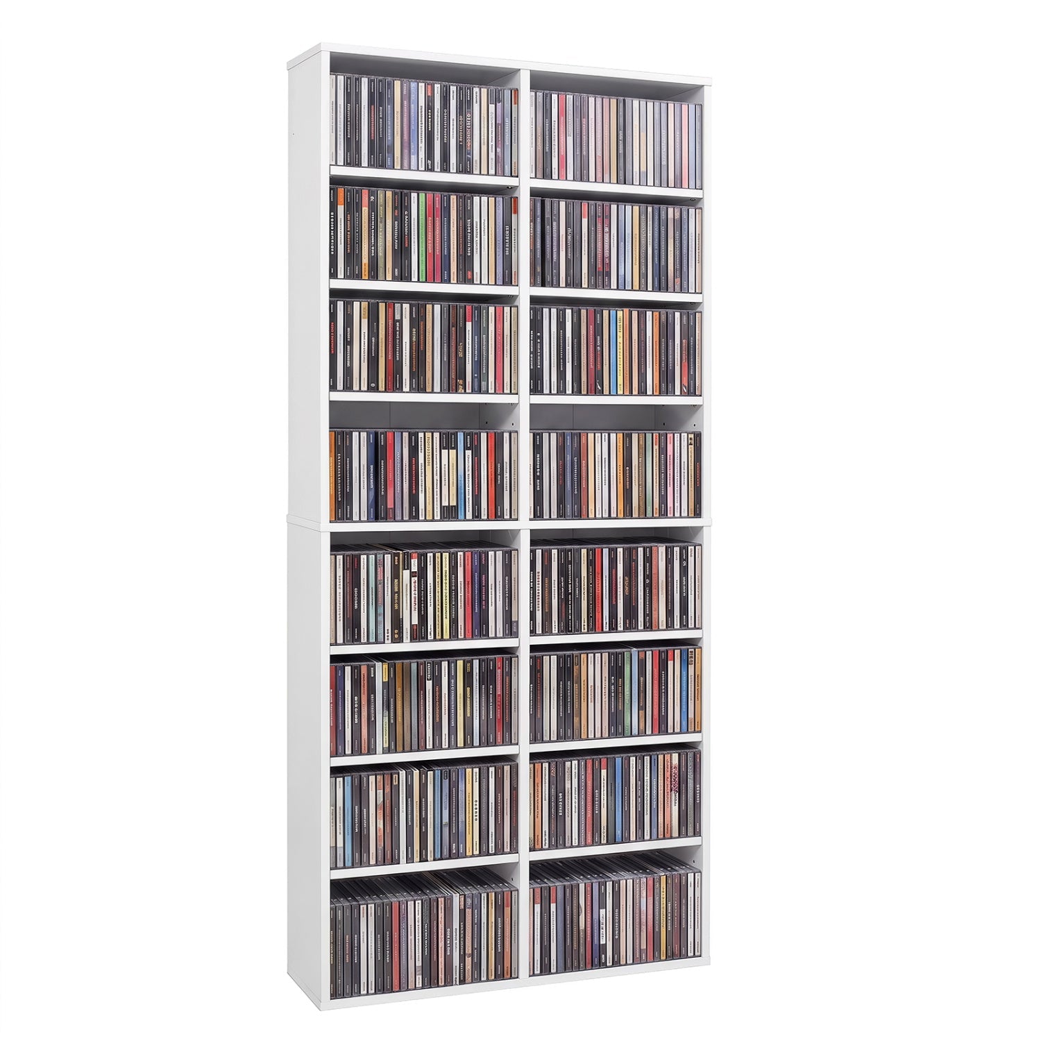 16-compartment CD storage unit white bookcase with adjustable shelves DirectDeals on Tampa Home & Garden Store