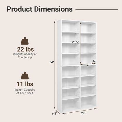 DirectDeals 16-Compartment CD Storage Unit white with adjustable shelves, 54H x 24W x 6.5D on Tampa Home & Garden Store
