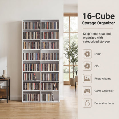 16-Cube CD storage organizer bookcase by DirectDeals in white with adjustable shelves on Tampa Home & Garden Store