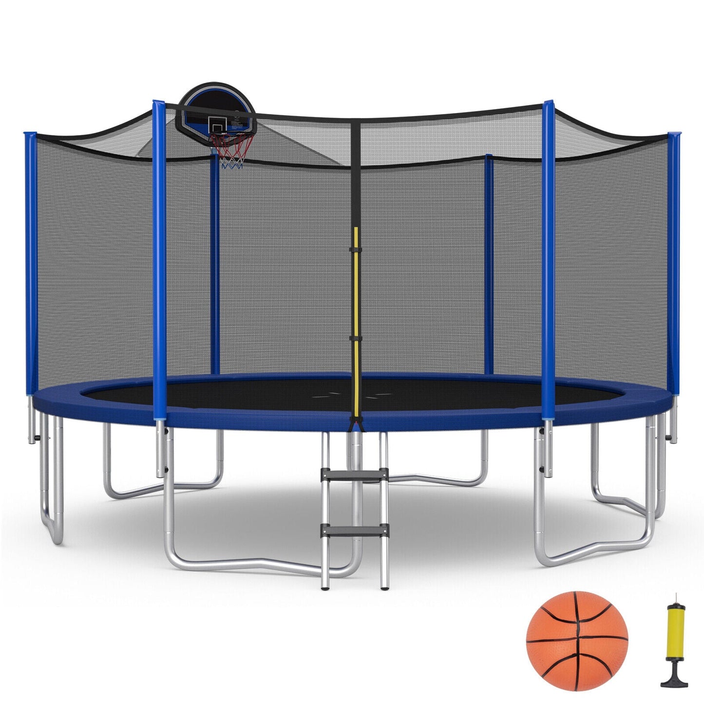 12/14/15/16 Feet Outdoor Recreational Trampoline with Enclosure Net-12 ft