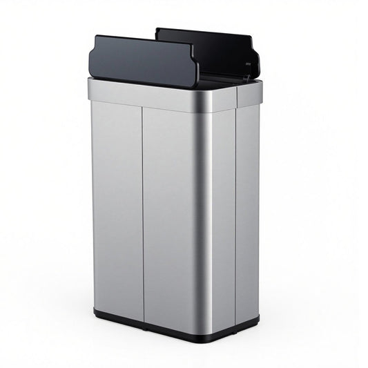 16 Gallon Trash Can with Wing Lids for Bedroom Bathroom Kitchen-Silver - Tampa Home & Garden Store