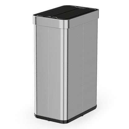 16 Gallon Trash Can with Wing Lids for Bedroom Bathroom Kitchen-Silver