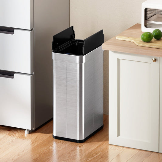 16 Gallon Trash Can with Wing Lids for Bedroom Bathroom Kitchen-Silver - Tampa Home & Garden Store