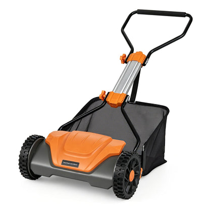 DirectDeals 16-Inch Push Reel Mower with 8-Gallon Grass Catcher, orange body, black handle on Tampa Home & Garden Store