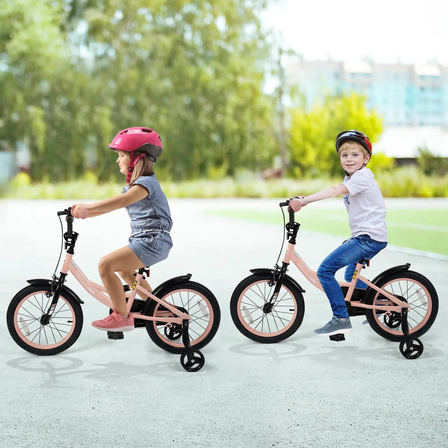 Kids Bike 12-18 Inch With Training Wheels Pink