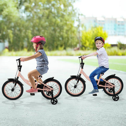 Kids Bike 12-18 Inch With Training Wheels Pink