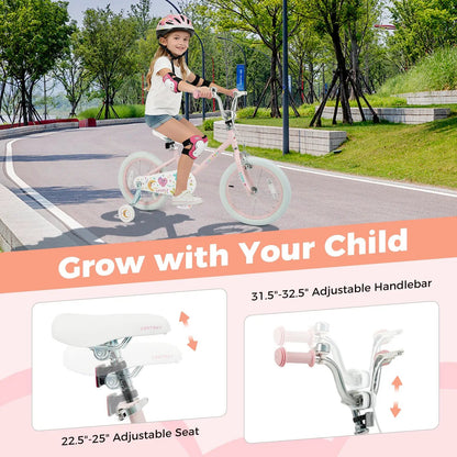 Kids Bike 12 To 18 Inch With Training Wheels Pink
