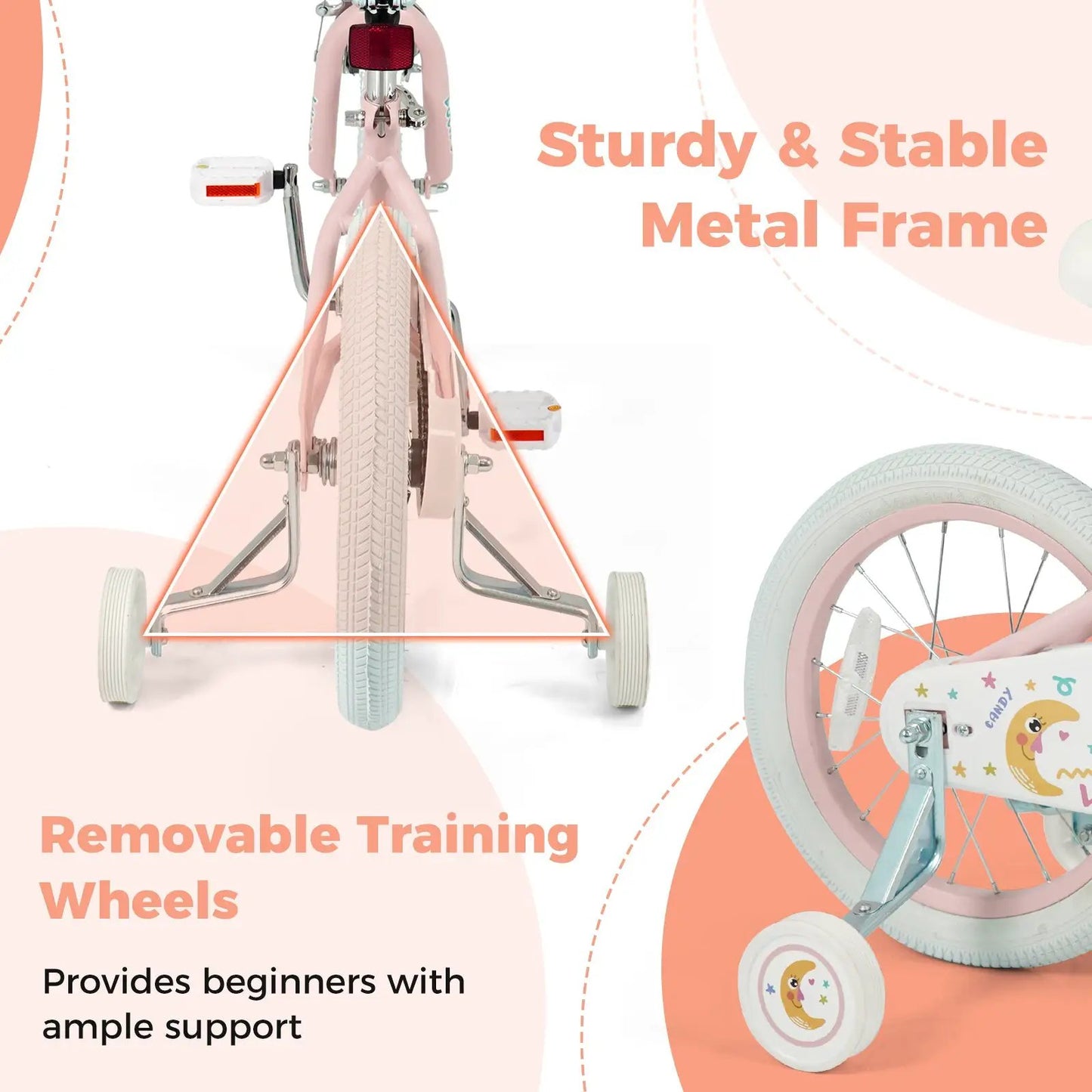 Kids Bike 12 To 18 Inch With Training Wheels Pink