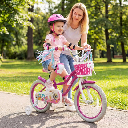 Kids Bike 18 Inch With Training Wheels Rose Red