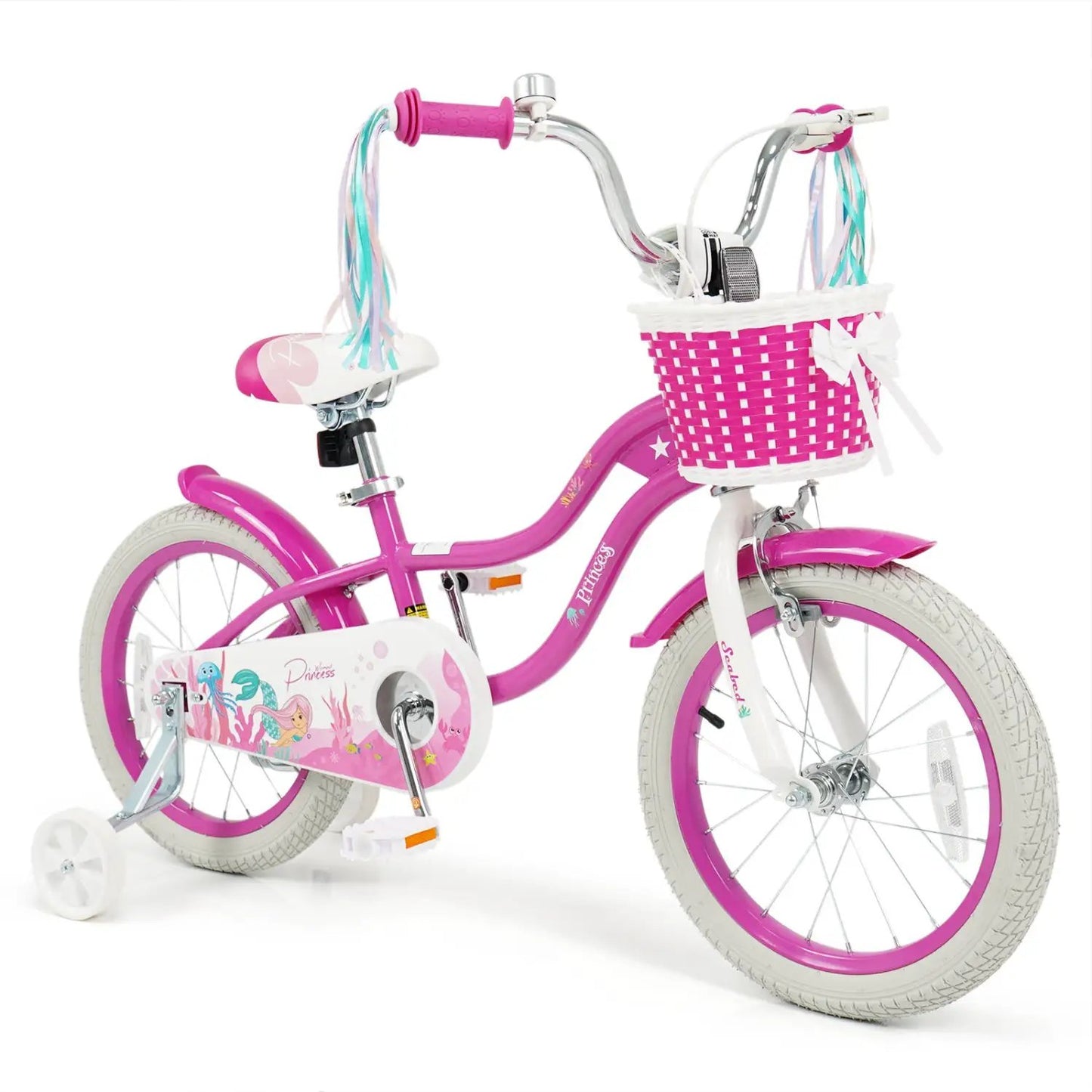 Kids Bike 18 Inch With Training Wheels Rose Red