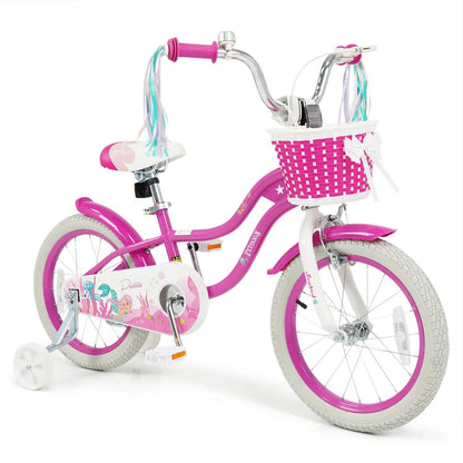 Kids Bike 18 Inch With Training Wheels Rose Red
