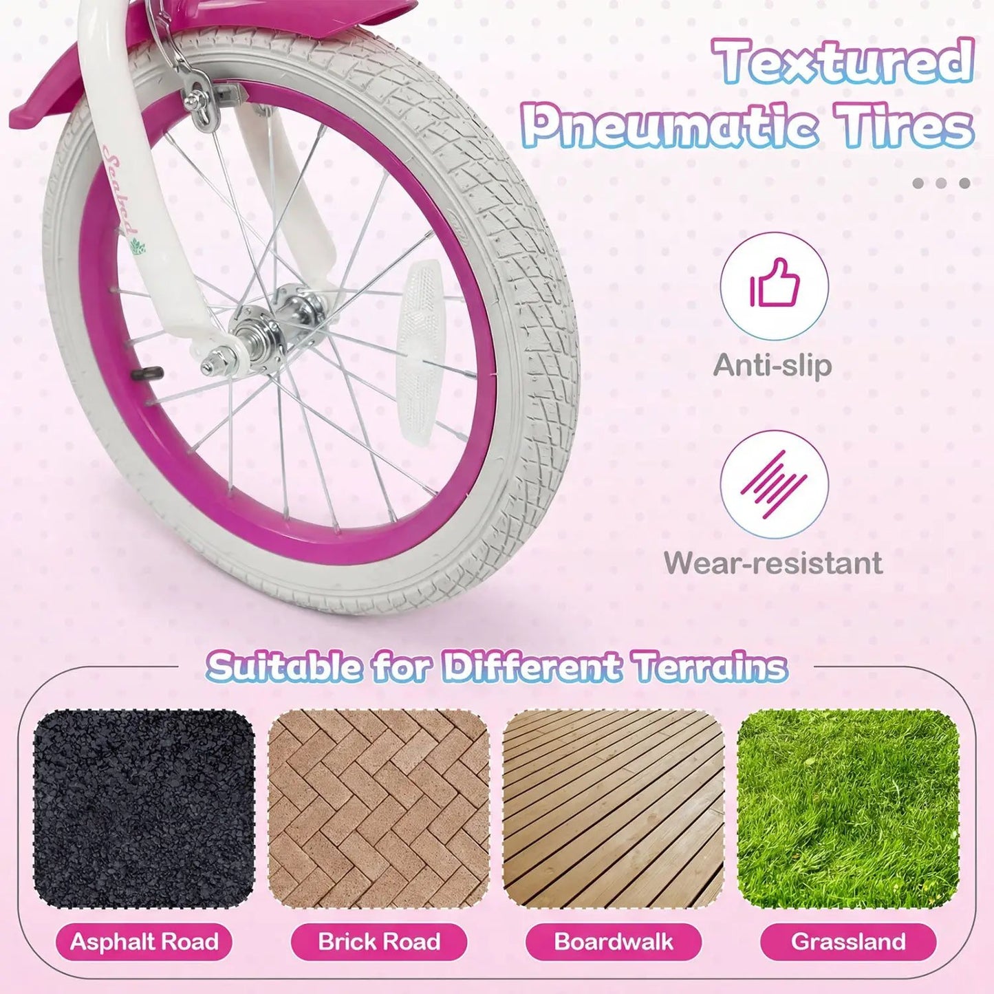 Kids Bike 18 Inch With Training Wheels Rose Red