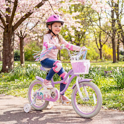 Kids Bike 12-20 Inch With Training Wheels Purple