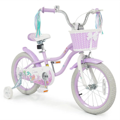Kids Bike 12-20 Inch With Training Wheels Purple