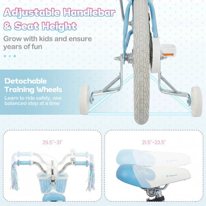 Kids Mermaid Bike 12 to 20 Training Wheels Basket