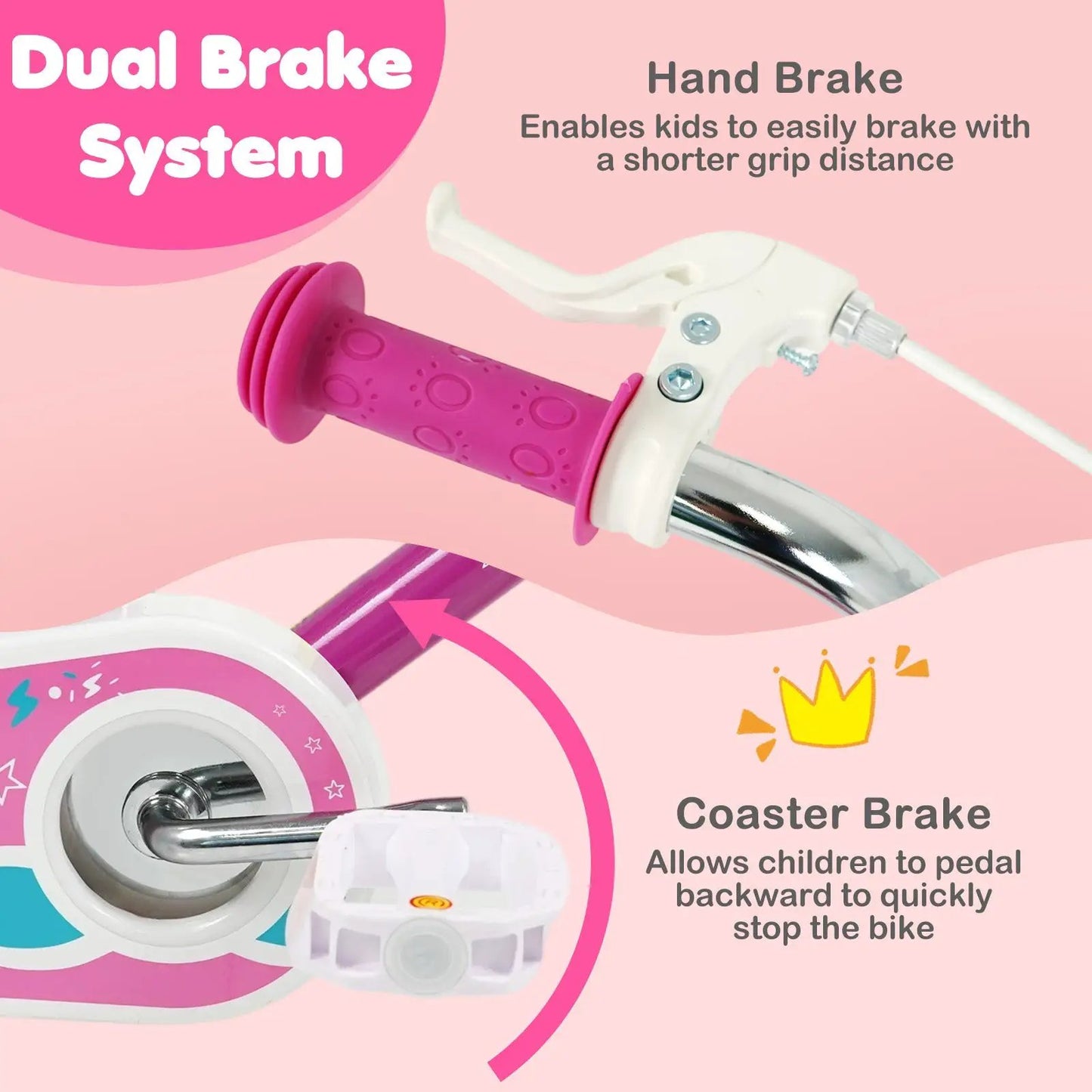 Kids Bike 12-18 Inch with Training Wheels Pink