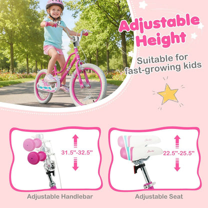 Kids Bike 12-18 Inch with Training Wheels Pink