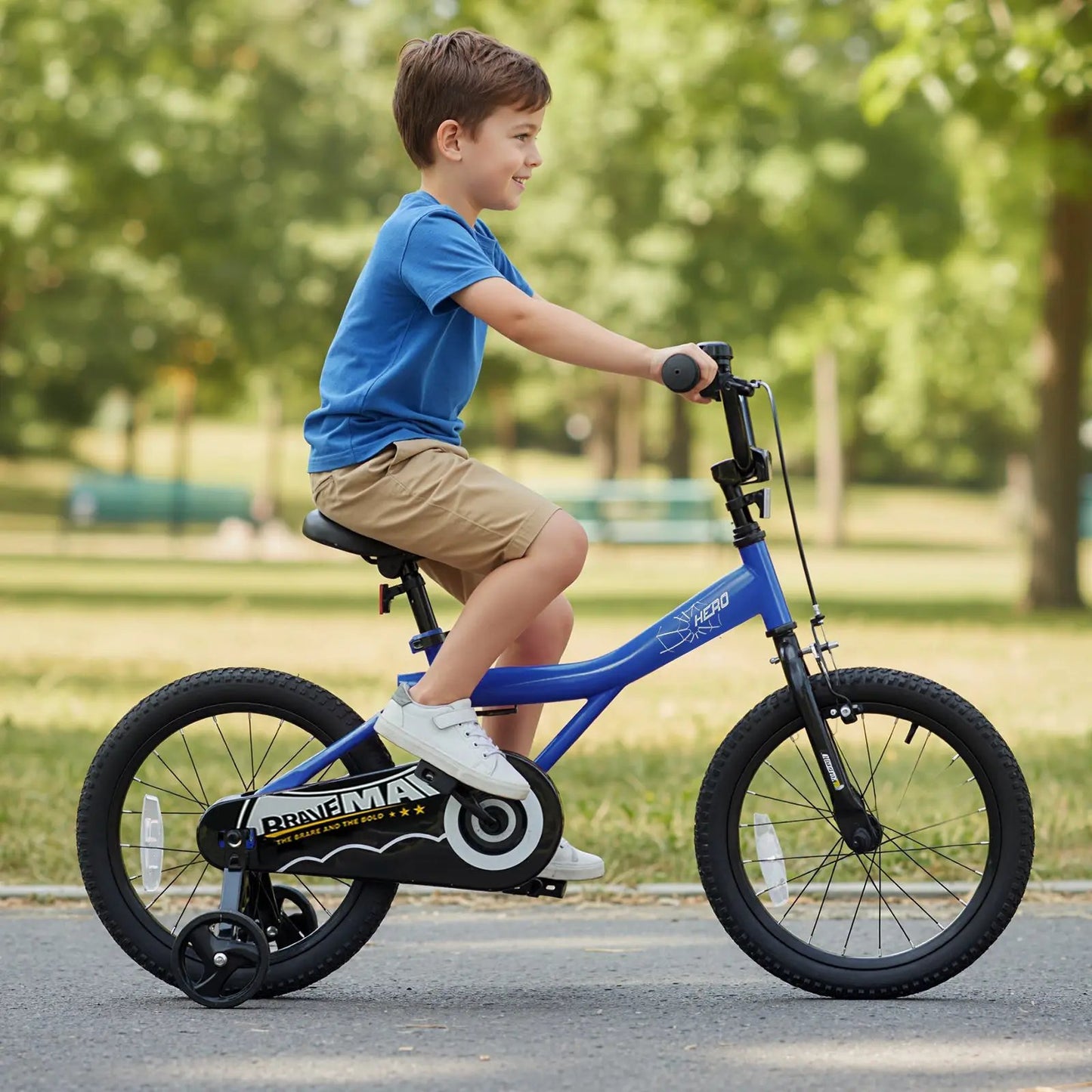 Kids 14-Inch Bike With Training Wheels Navy
