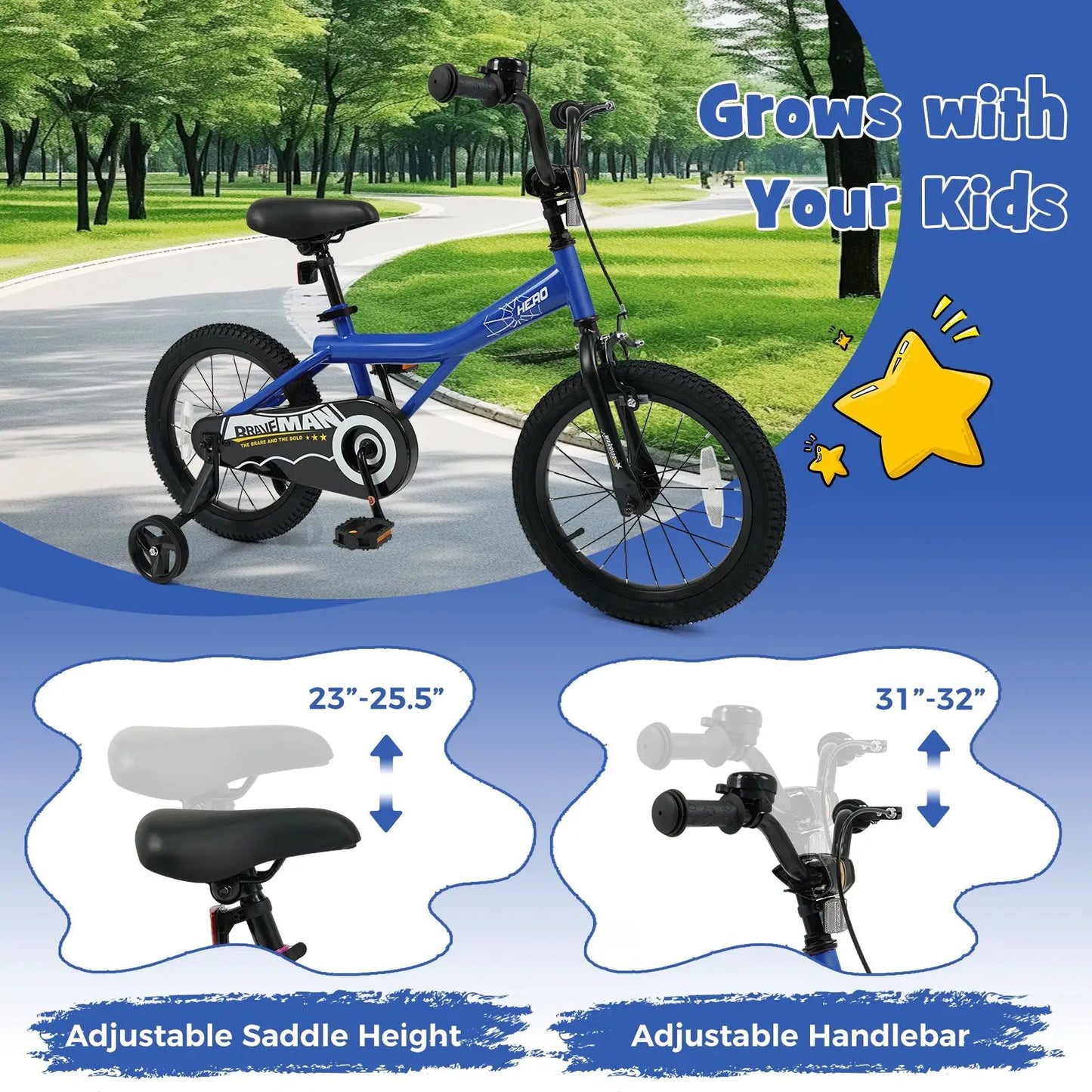 Kids 14-Inch Bike With Training Wheels Navy