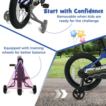 Kids 14-Inch Bike With Training Wheels Navy