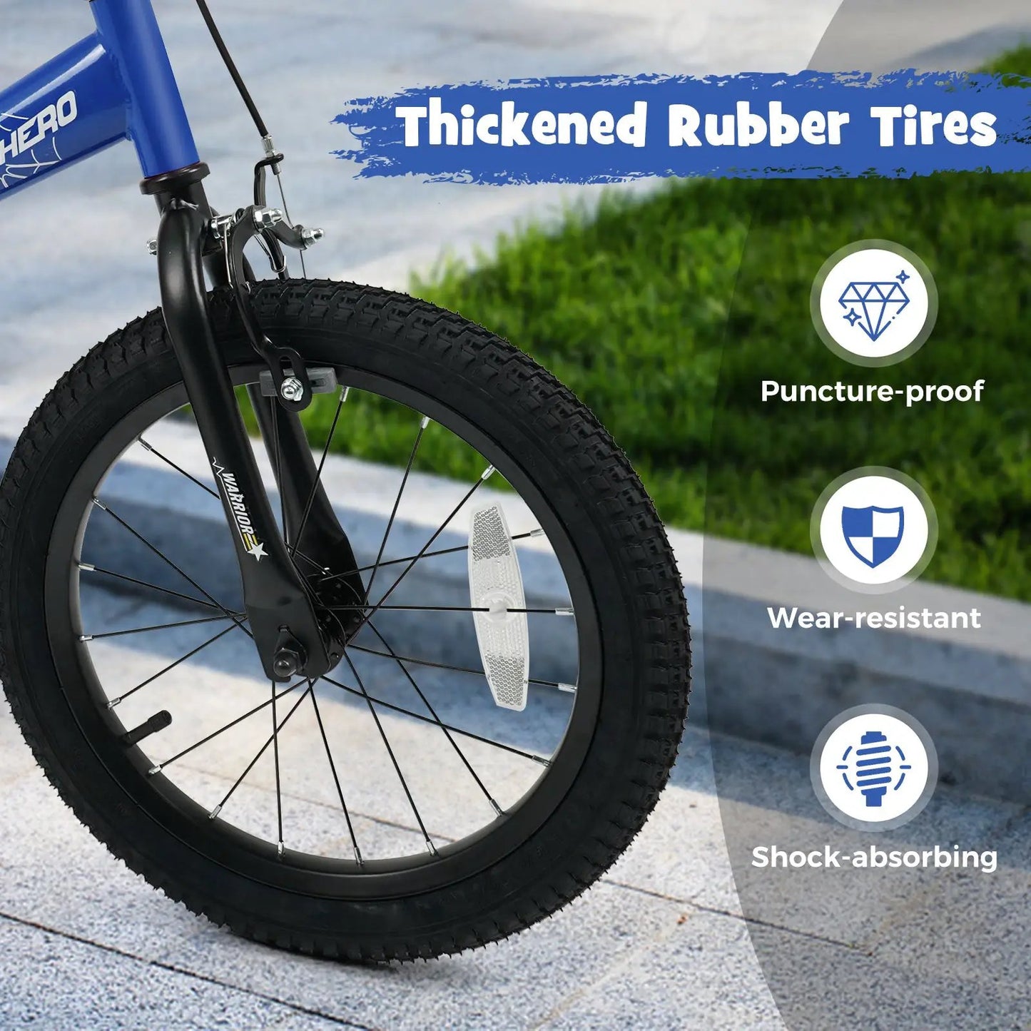 Kids 14-Inch Bike With Training Wheels Navy