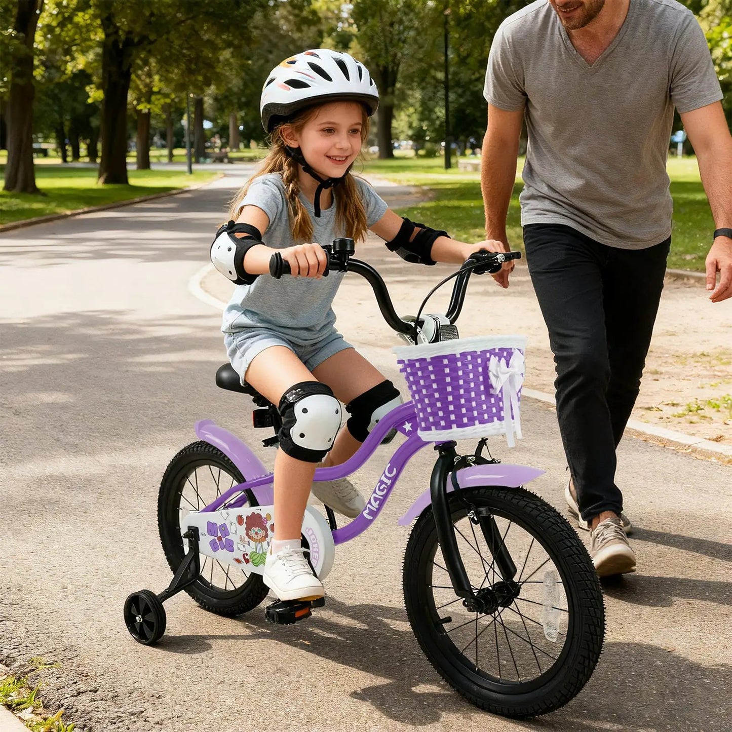 Kids Bike With Training Wheels 12 To 18 Purple