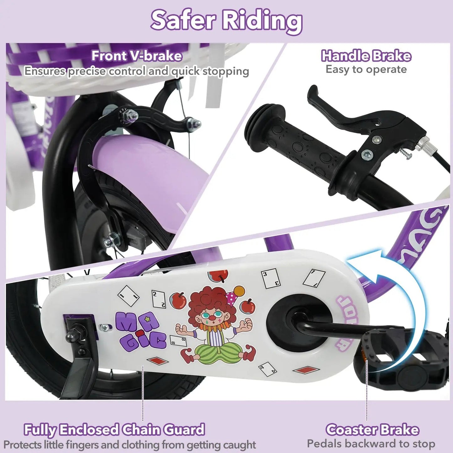 Kids Bike With Training Wheels 12 To 18 Purple